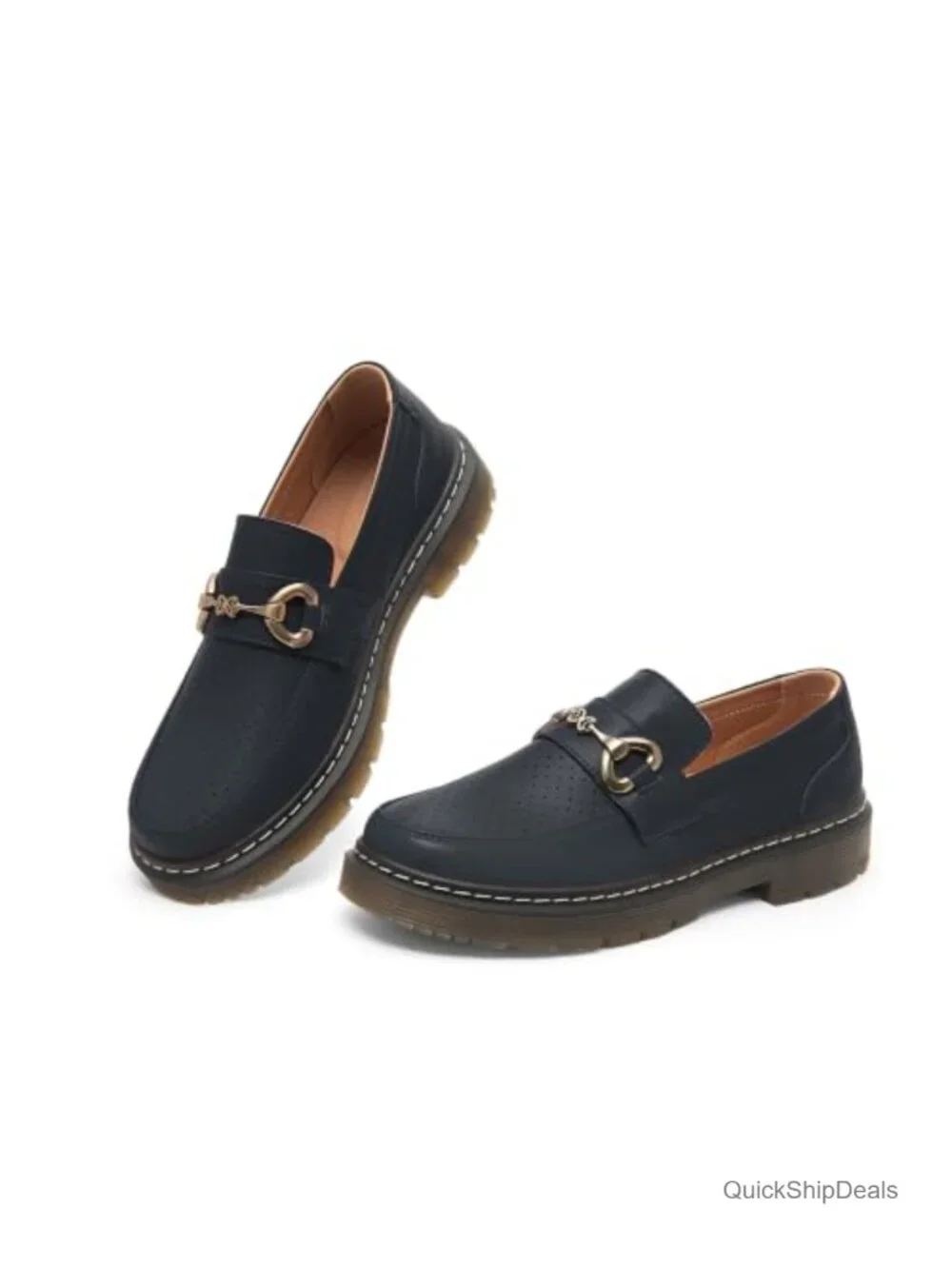 Women's Slip On Loafers Breathable Memory Foam Retro Horsebit Leather Casual